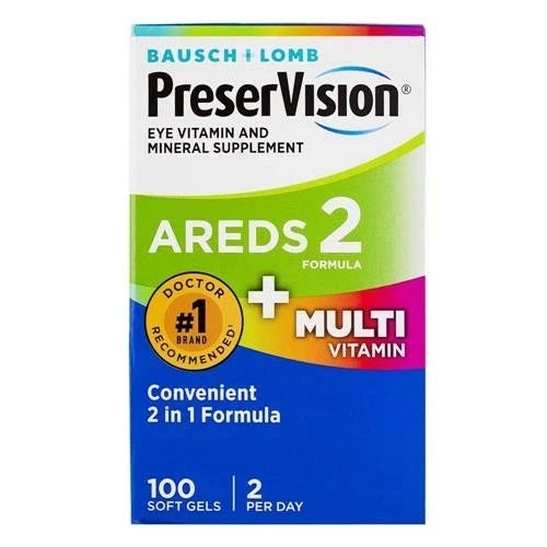Bausch + Lomb PreserVision Areds 2 Formula + Multi Vitamin 100 Softgels Fit And Glow