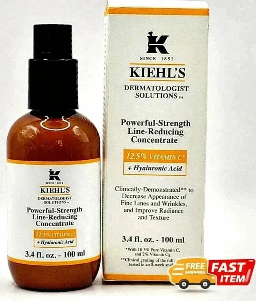 KIEHL'S Powerful Strength Line Reducing Concentrate Hyaluronic 3.4 oz new Fit And Glow