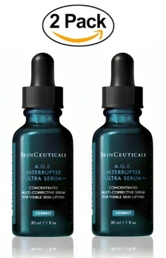 SkinCeuticals A.G.E. Interrupter Ultra Serum 1oz Full Size Pack of 2 Sealed Fit And Glow