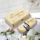 Wooden USB Flash Drive With Wooden Box Wedding Photo Storage Memory Stick
